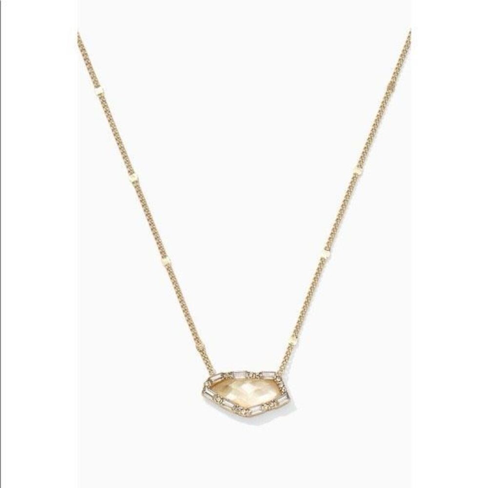 stella & dot | Collector's Box Pave Stone Pendant | Gold Plated